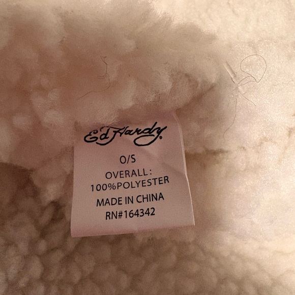 Ed Hardy Cream Bucket Hat with Embroidered Skull and Flowers NEW - Picture 4 of 6